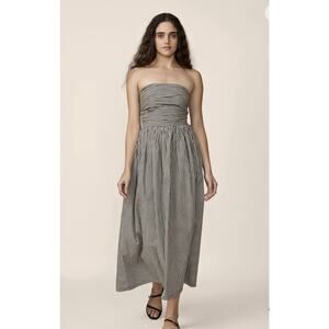 JCrew X Laude The Label Strapless Tie Back Gingham Midi Dress NWT $228 Sz S